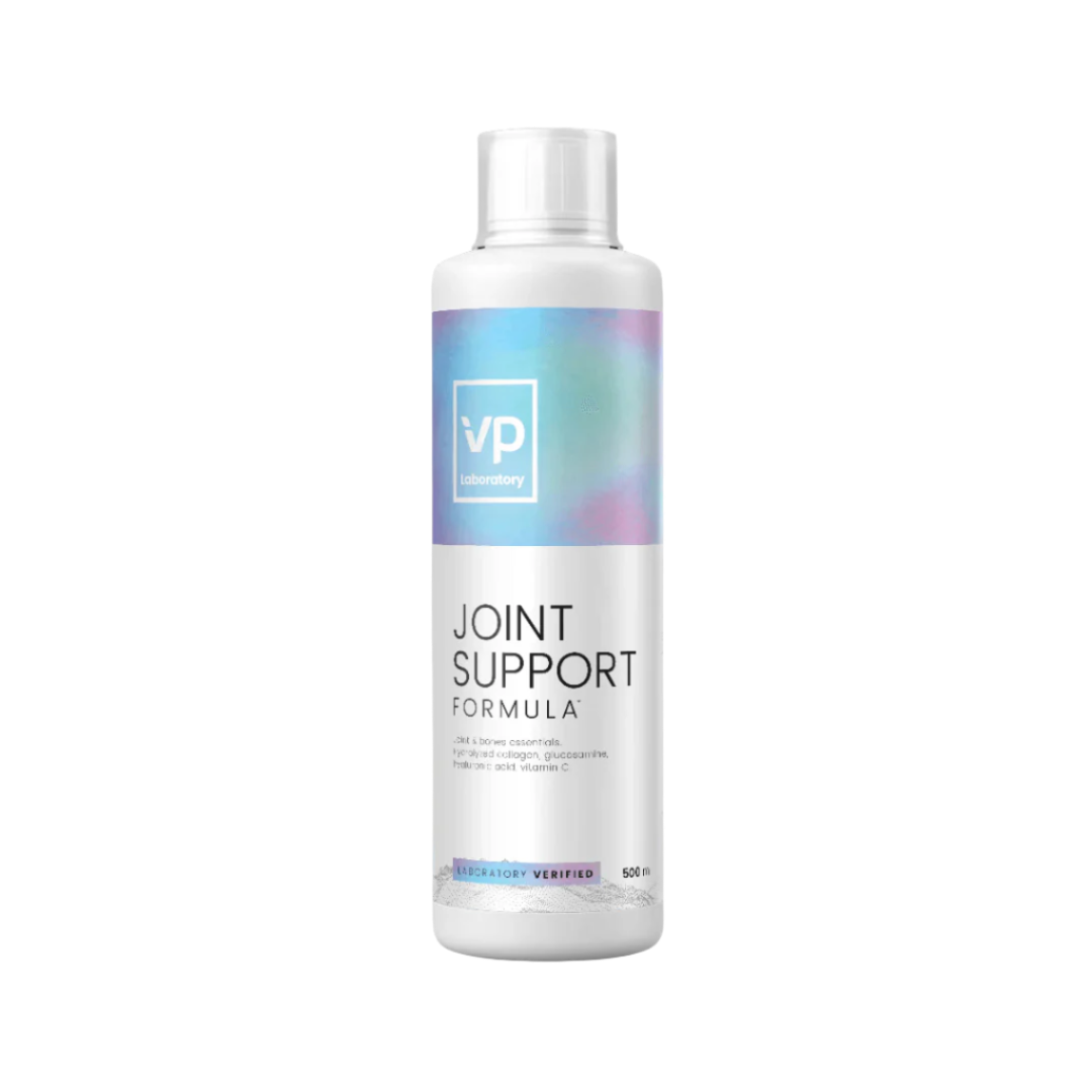 VP Laboratory Joint Support skystieji papildai sąnariams 500ml buteliukas su aktyviais ingredientais kolagenu, gliukozaminu ir hialurono rūgštimi