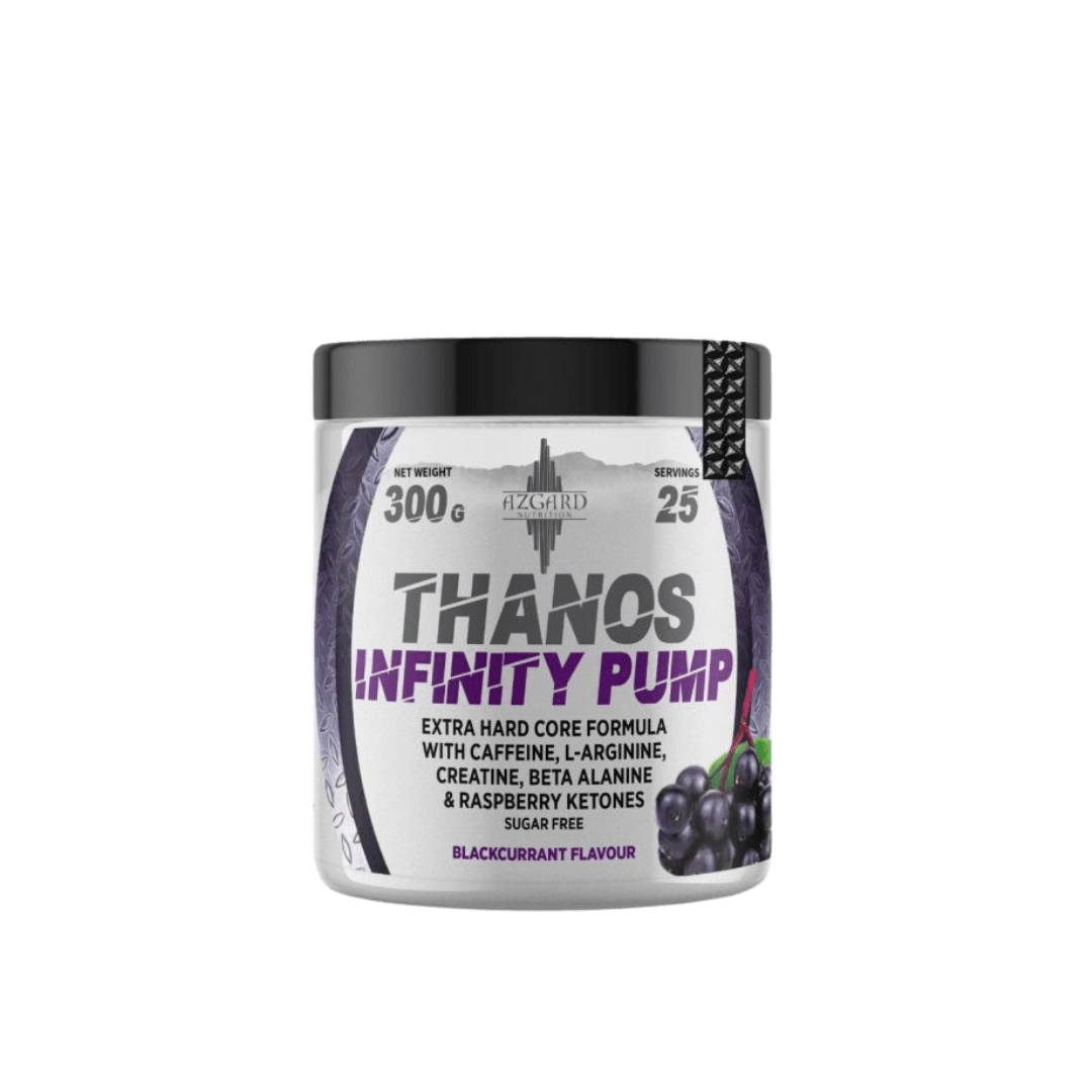 Prieštreniruotinis papildas Azgard Thanos Infinity Pump su beta-alaninu, kofeinu ir L-argininu – energijai ir raumenų pump efektui